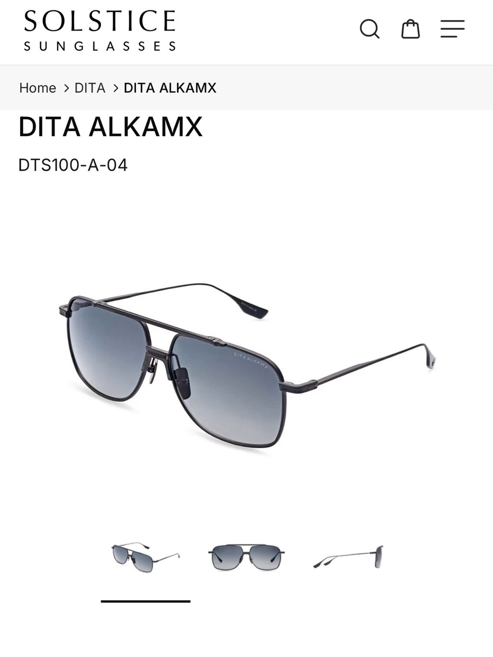 DITA Alkamx Aviator Sunglasses — Black Frame with Smoke Lenses - Never worn.